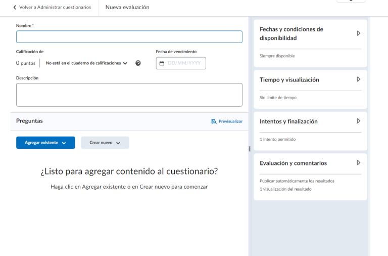 Cómo realizar una evaluación en Brightspace con la nueva vista DTI