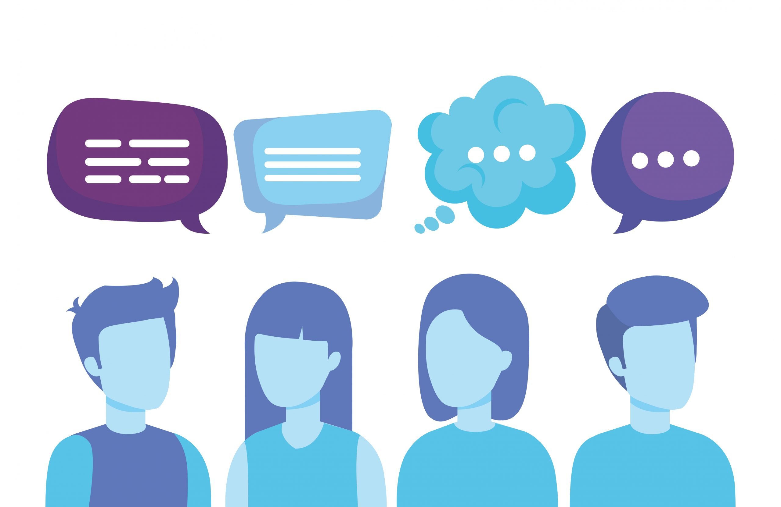 group of people with speech bubbles
